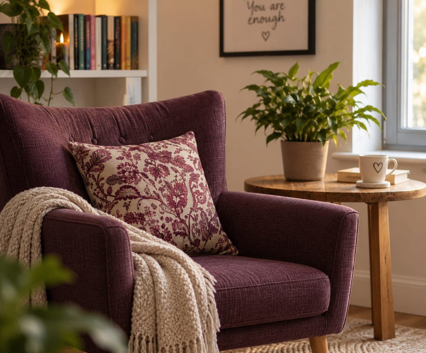 A comfortable armchair in a calm therapy room